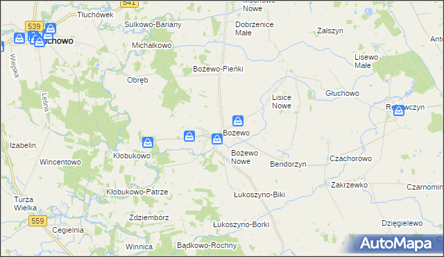 mapa Bożewo gmina Mochowo, Bożewo gmina Mochowo na mapie Targeo