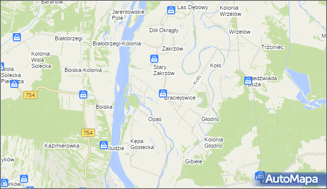mapa Braciejowice, Braciejowice na mapie Targeo