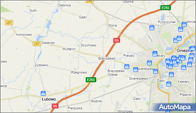 mapa Braciszewo, Braciszewo na mapie Targeo