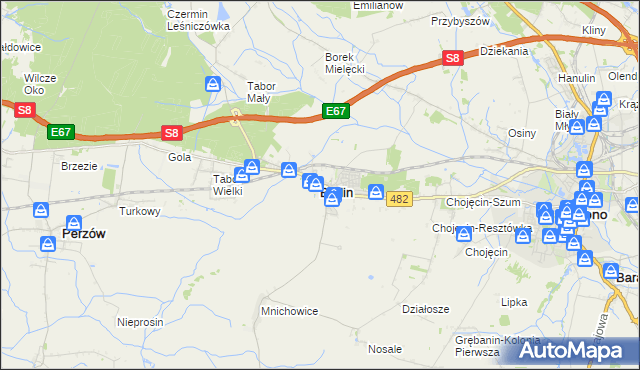 mapa Bralin powiat kępiński, Bralin powiat kępiński na mapie Targeo