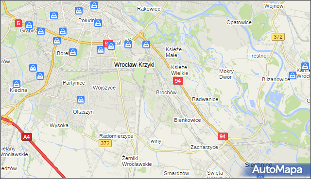 mapa Brochów gmina Wrocław, Brochów gmina Wrocław na mapie Targeo