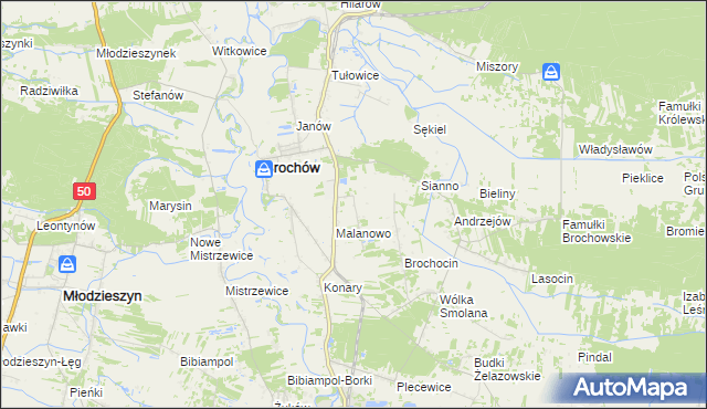 mapa Brochów-Kolonia, Brochów-Kolonia na mapie Targeo