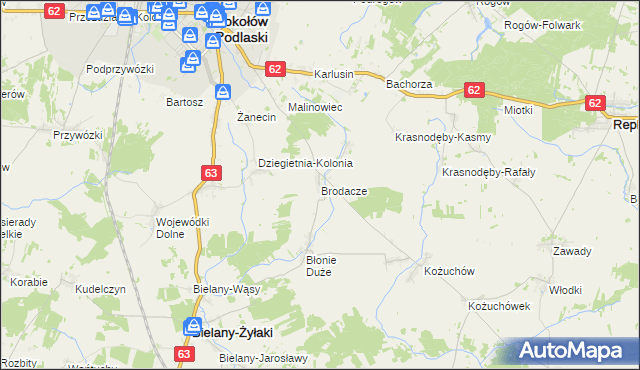 mapa Brodacze, Brodacze na mapie Targeo