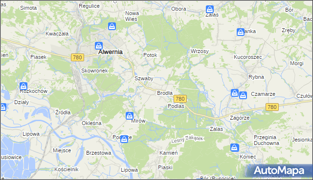 mapa Brodła, Brodła na mapie Targeo