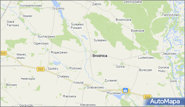 mapa Brodnica powiat śremski, Brodnica powiat śremski na mapie Targeo