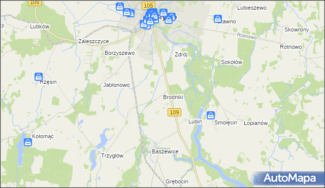 mapa Brodniki gmina Gryfice, Brodniki gmina Gryfice na mapie Targeo