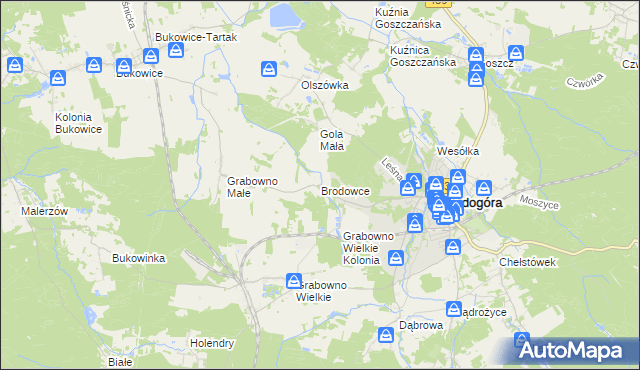 mapa Brodowce, Brodowce na mapie Targeo