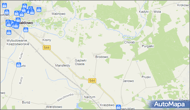 mapa Brodowo gmina Iłowo-Osada, Brodowo gmina Iłowo-Osada na mapie Targeo