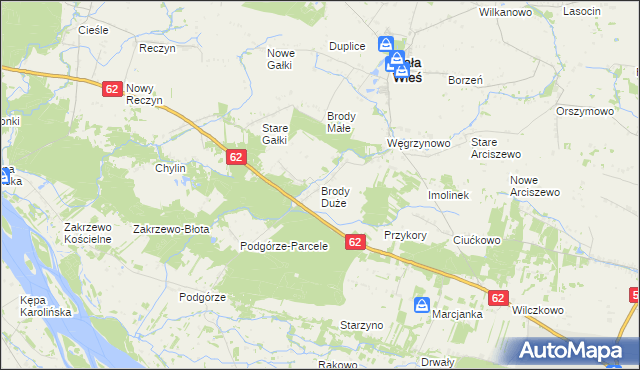 mapa Brody Duże gmina Mała Wieś, Brody Duże gmina Mała Wieś na mapie Targeo
