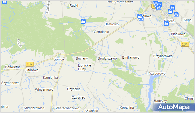 mapa Brodziszewo, Brodziszewo na mapie Targeo