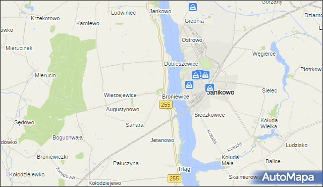 mapa Broniewice, Broniewice na mapie Targeo
