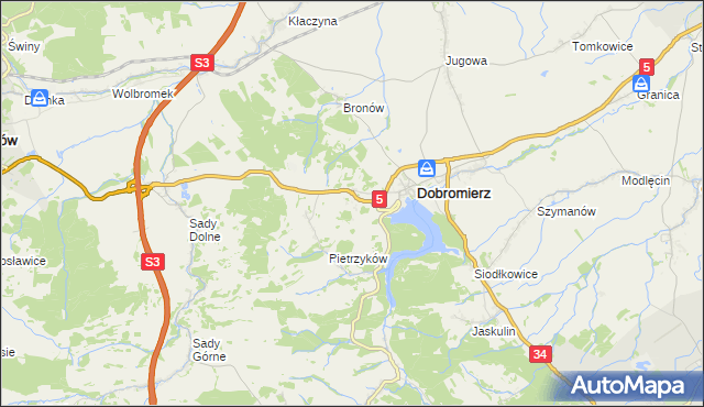 mapa Bronówek gmina Dobromierz, Bronówek gmina Dobromierz na mapie Targeo