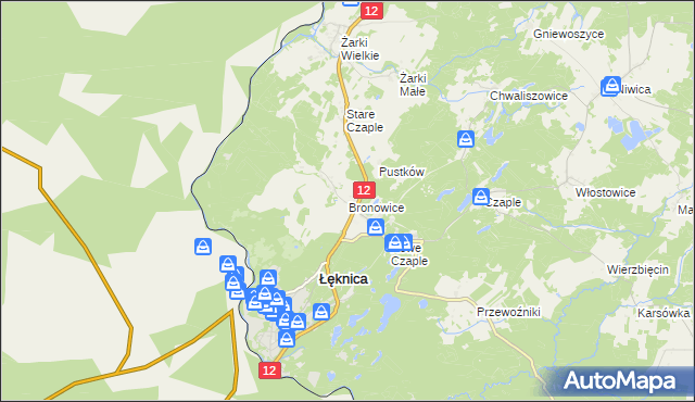 mapa Bronowice gmina Trzebiel, Bronowice gmina Trzebiel na mapie Targeo
