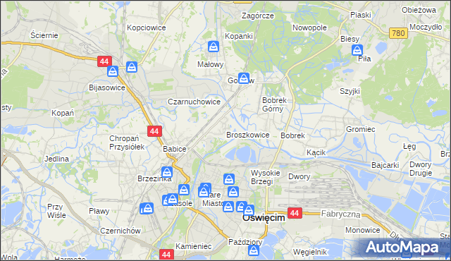 mapa Broszkowice, Broszkowice na mapie Targeo