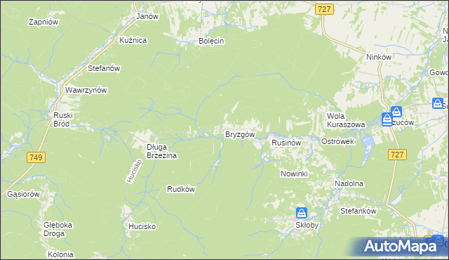 mapa Bryzgów, Bryzgów na mapie Targeo