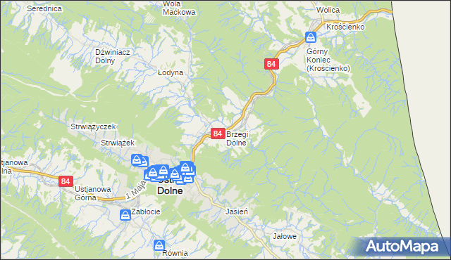mapa Brzegi Dolne, Brzegi Dolne na mapie Targeo