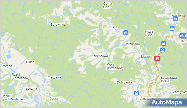 mapa Brzeżawa, Brzeżawa na mapie Targeo