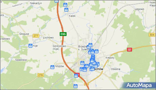 mapa Brzezie k. Sulechowa, Brzezie k. Sulechowa na mapie Targeo