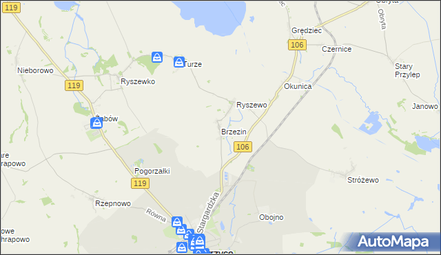 mapa Brzezin, Brzezin na mapie Targeo