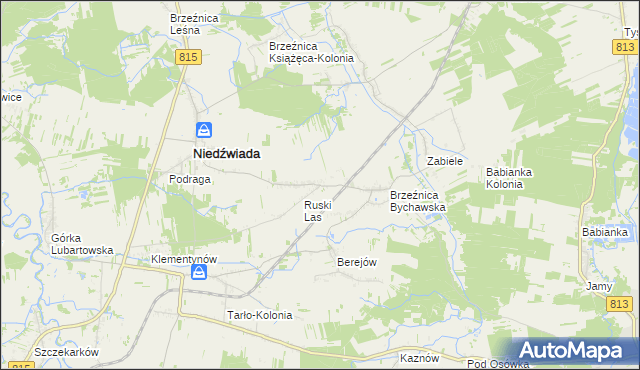 mapa Brzeźnica Bychawska-Kolonia, Brzeźnica Bychawska-Kolonia na mapie Targeo