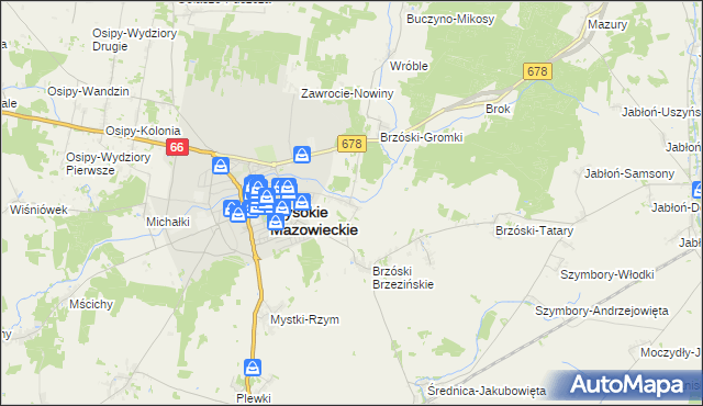 mapa Brzóski-Falki, Brzóski-Falki na mapie Targeo