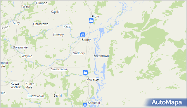 mapa Brzostowo gmina Jedwabne, Brzostowo gmina Jedwabne na mapie Targeo