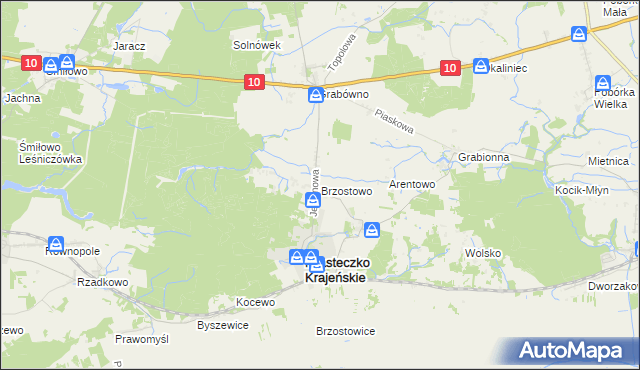 mapa Brzostowo gmina Miasteczko Krajeńskie, Brzostowo gmina Miasteczko Krajeńskie na mapie Targeo