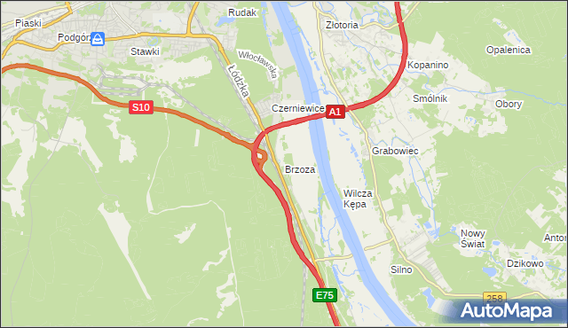 mapa Brzoza gmina Wielka Nieszawka, Brzoza gmina Wielka Nieszawka na mapie Targeo