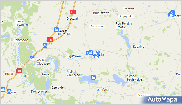 mapa Brzozie powiat brodnicki, Brzozie powiat brodnicki na mapie Targeo