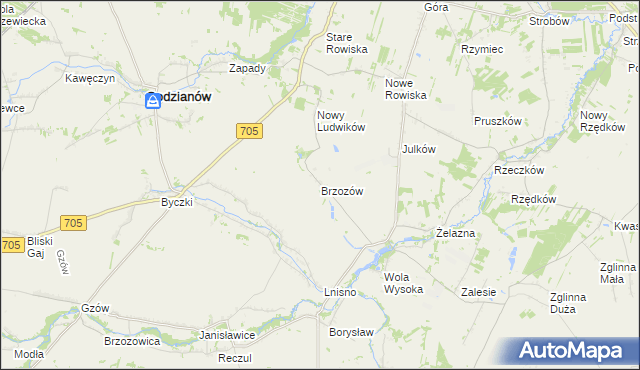 mapa Brzozów gmina Skierniewice, Brzozów gmina Skierniewice na mapie Targeo