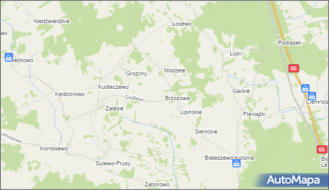 mapa Brzozowa gmina Grajewo, Brzozowa gmina Grajewo na mapie Targeo