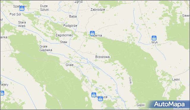 mapa Brzozowa gmina Kadzidło, Brzozowa gmina Kadzidło na mapie Targeo