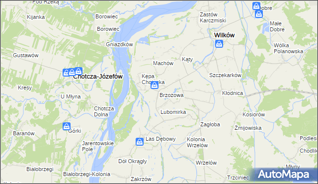 mapa Brzozowa gmina Wilków, Brzozowa gmina Wilków na mapie Targeo