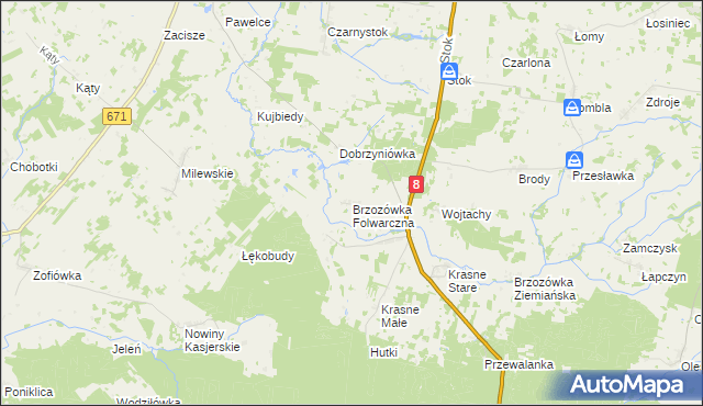 mapa Brzozówka Folwarczna, Brzozówka Folwarczna na mapie Targeo