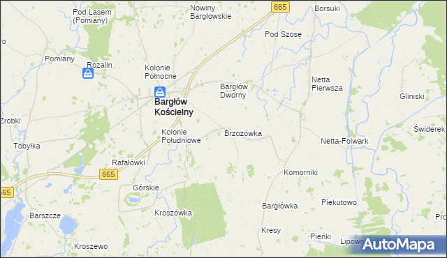 mapa Brzozówka gmina Bargłów Kościelny, Brzozówka gmina Bargłów Kościelny na mapie Targeo