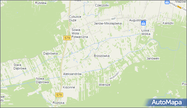 mapa Brzozówka gmina Czosnów, Brzozówka gmina Czosnów na mapie Targeo
