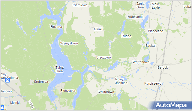 mapa Brzozowo gmina Koronowo, Brzozowo gmina Koronowo na mapie Targeo