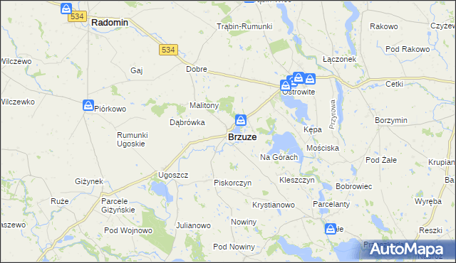 mapa Brzuze, Brzuze na mapie Targeo