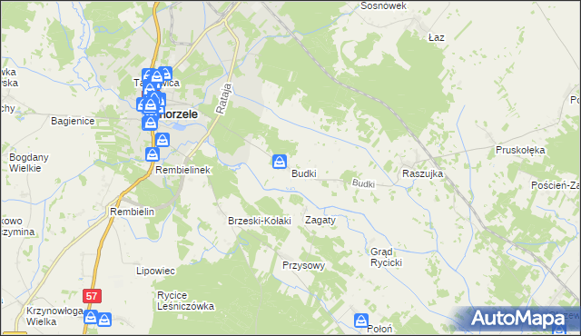 mapa Budki gmina Chorzele, Budki gmina Chorzele na mapie Targeo