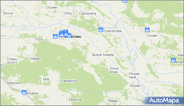 mapa Budne-Sowięta, Budne-Sowięta na mapie Targeo