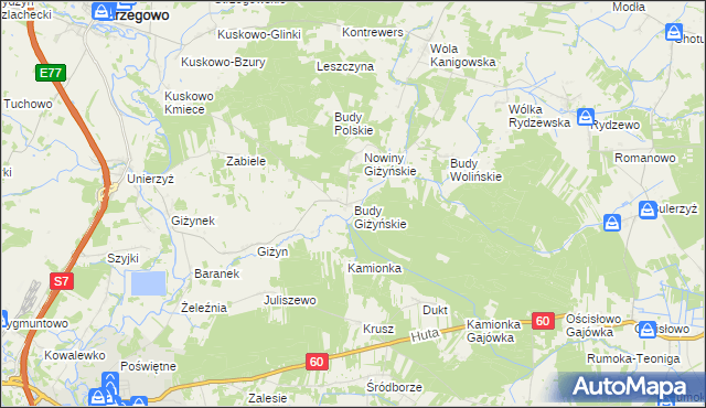 mapa Budy Giżyńskie, Budy Giżyńskie na mapie Targeo