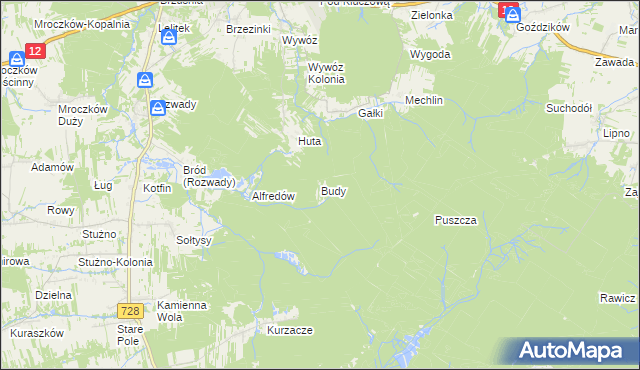 mapa Budy gmina Gielniów, Budy gmina Gielniów na mapie Targeo