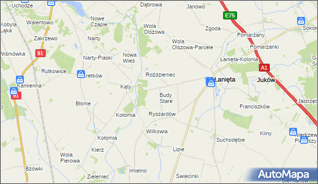 mapa Budy Stare gmina Łanięta, Budy Stare gmina Łanięta na mapie Targeo