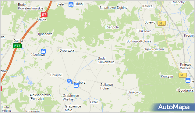 mapa Budy Sułkowskie gmina Strzegowo, Budy Sułkowskie gmina Strzegowo na mapie Targeo