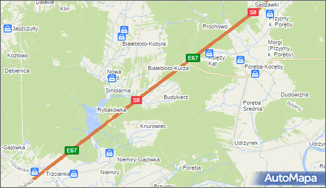 mapa Budykierz, Budykierz na mapie Targeo