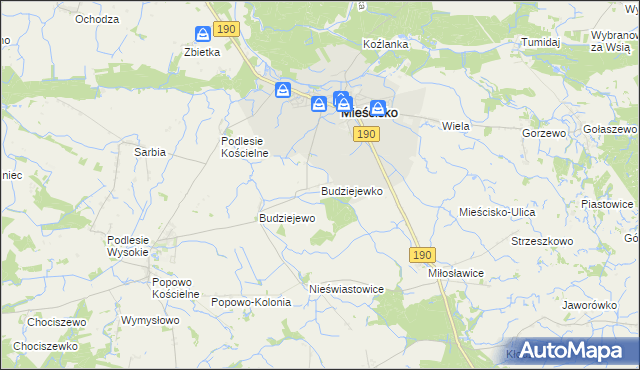 mapa Budziejewko, Budziejewko na mapie Targeo