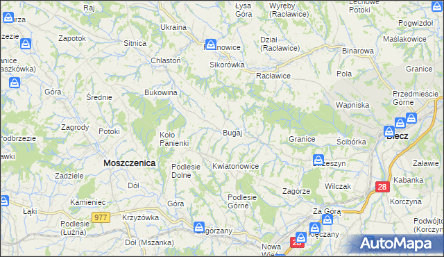 mapa Bugaj gmina Biecz, Bugaj gmina Biecz na mapie Targeo