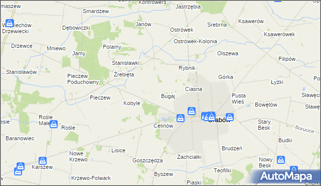 mapa Bugaj gmina Grabów, Bugaj gmina Grabów na mapie Targeo