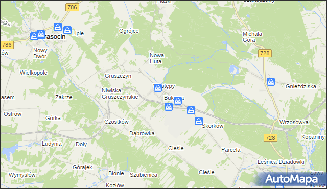 mapa Bukowa gmina Krasocin, Bukowa gmina Krasocin na mapie Targeo