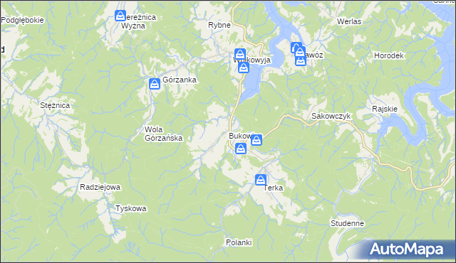 mapa Bukowiec gmina Solina, Bukowiec gmina Solina na mapie Targeo